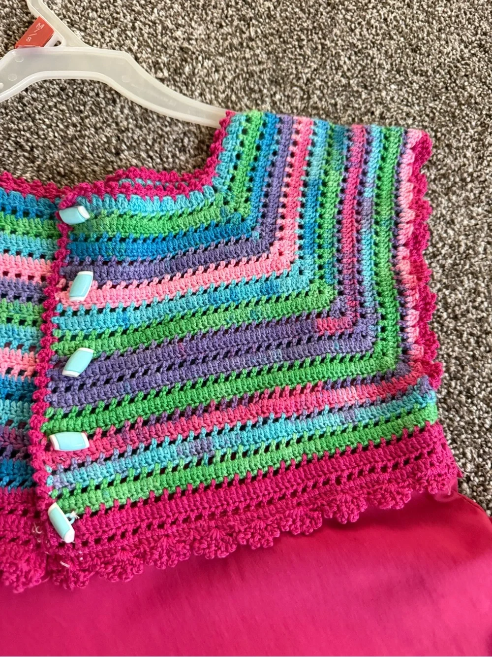 Handmade Girls Crochet & Fabric Dress – Size 4–6 Years – One of a Kind